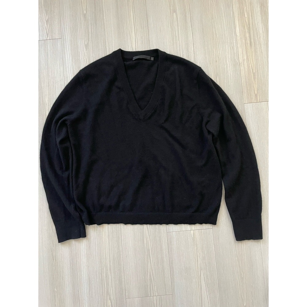 Jenni Kayne Women's 100% Cashmere Black Flynn Sweater Size M V-neck Luxury